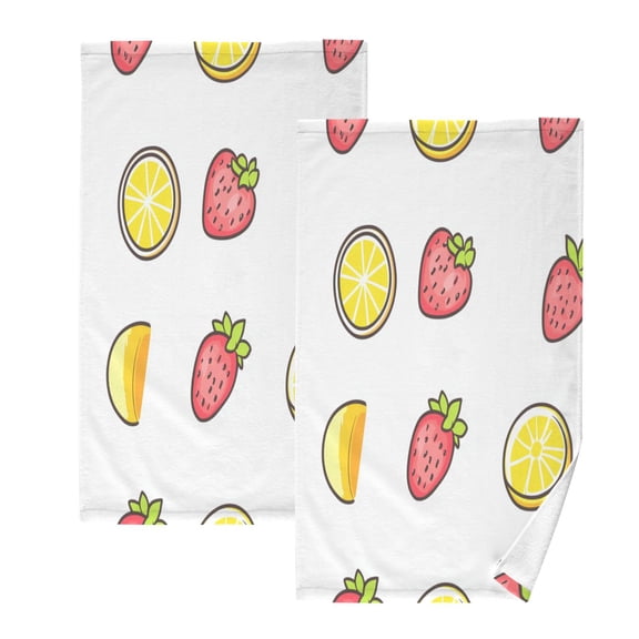 Fruit Series Set of 2 Pure Cotton Towels, 16'' x 28'', Highly Absorbent and Soft