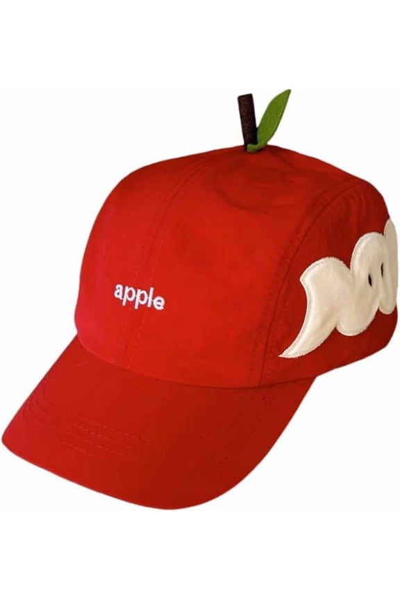Fruit Shaped Baseball Cap with Leaf Detailing - Orange & Apple Funny Summer Sun Visor Adjustable for Sports & Casual Wear
