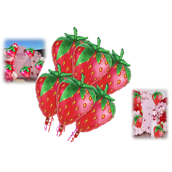 Fruit Shaped Foil Balloon: Strawberry Design Aluminum Balloon, Elegant Ornament for Girls Birthday Wedding Summer Party Decor
