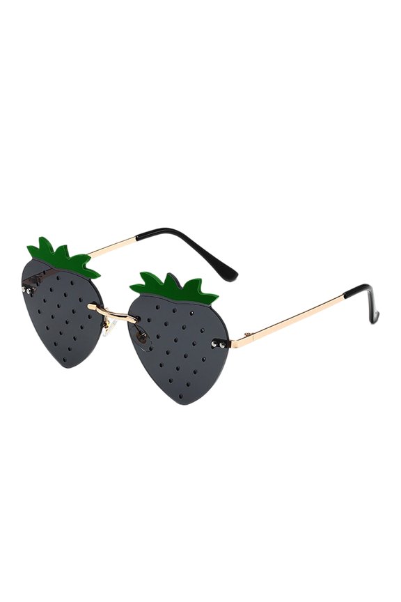 Fruit Shaped Metal Sunglasses with Hollow Design and UV Protection for Parties Halloween and Outdoor Activities Black