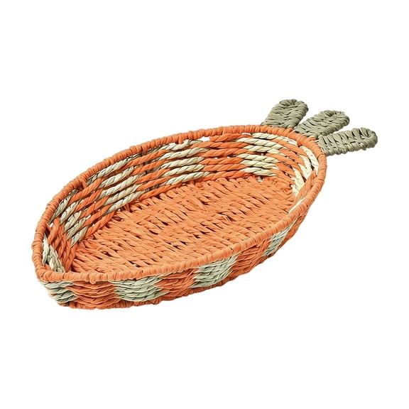 Fruit Shaped Paper Rope Woven Storage Basket, Creative Vegetable Design for Counter Organizer, Decorative Trunk Orange