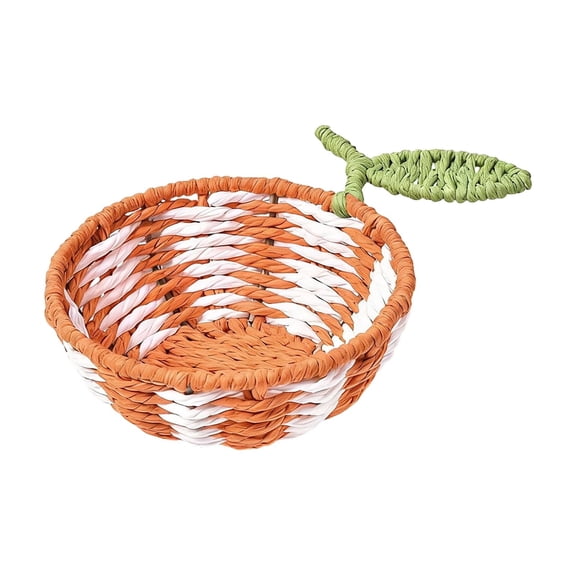Fruit Shaped Paper Rope Woven Storage Basket, Creative Vegetable Design for Counter Organizer, Decorative Trunk Saffron