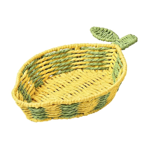 Fruit Shaped Paper Rope Woven Storage Basket, Creative Vegetable Design for Counter Organizer, Decorative Trunk Yellow