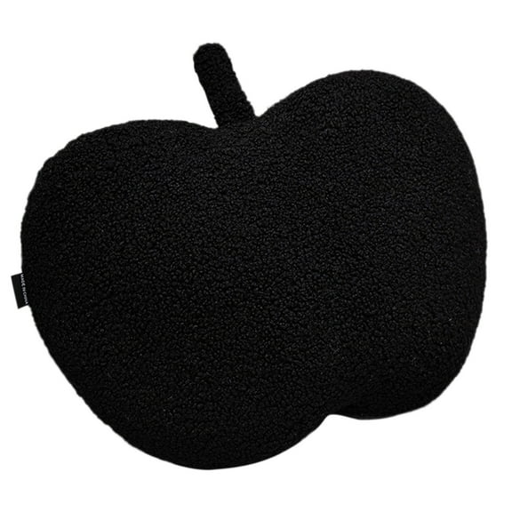 Fruit Shaped Pillows Apple Shaped Throw Pillow, Soft Velvet Plush Fun Home Decor of Fruit Themed Shaped Cushions, Decorative Shaped Pillow for Couch Bed, Black, 17.7 x13.7 inches