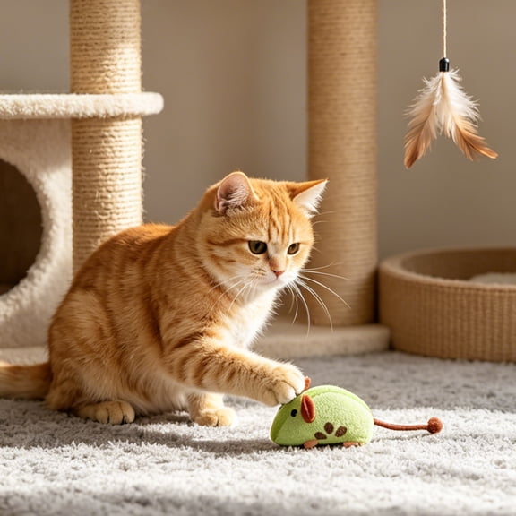 Fruit Shaped Plush Mouse Cat Interactive Toy, Soft Polyester Squeaky Pet Chew Toy, Cute Colorful Kitten Teething Toy, Indoor Play Bonding Companion Toy for Cats Daily Entertainment, 1Pc