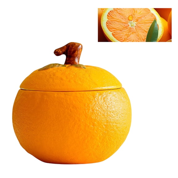 Fruit Shaped Scented Candles, Ceramic Jar Long Lasting Aromatherapy Candle, Decorative Ornament for Home Bedroom, Apple Orange Lychee Scent Options