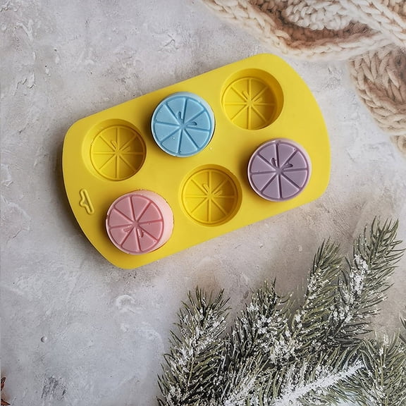 Fruit Shaped Silicone Mold Lemon DIY 6 Holes Soap Mold Fondant Chocolate Mould Clay Resin Candle Cake Pudding Baking Mold