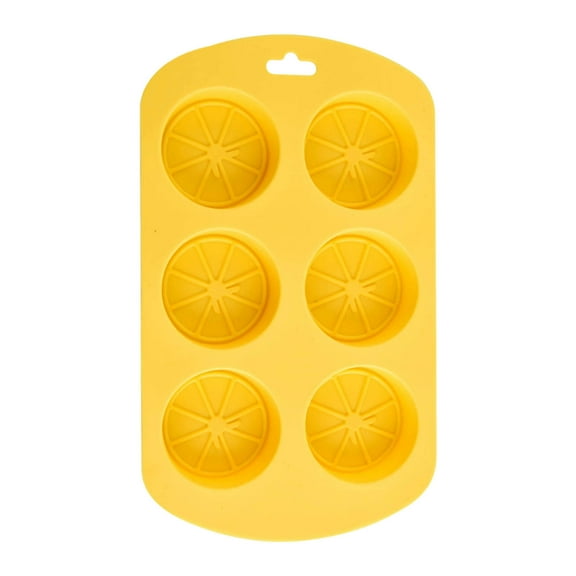 Fruit Shaped Silicone Molds 6 Cavity Lemon Chocolate Mold for Chocolate Candy Reusable Silicone Lemon Slice Shaped Ice Cube Tray