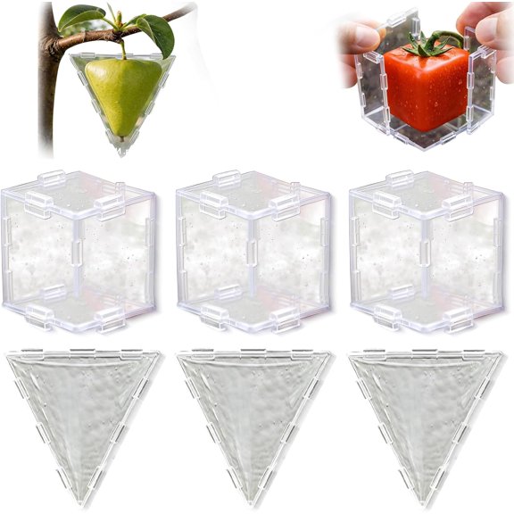 Fruit Shaping Mold for Growing Unique, 3Pcs Triangular & Cubic Fruit Shaped Molds for Tomato/Strawberry. Reusable Transparent Plastic Fruit Vegetable Growing Molds for Garden (A)