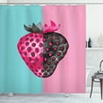 thumbnail image 1 of Fruit Shower Curtain, Abstract Strawberry Design Pop Art Style Seasonal Ripe Food, Fabric Bathroom Set with Hooks, 69W X 75L Inches Long, Pale Blue Pink and Charcoal Grey, by Ambesonne, 1 of 3
