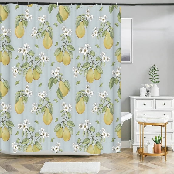Fruit Shower Curtain Orange Banana Peach Watermelon Pattern Cute Kids Bathroom Decor Polyester Fabric Waterproof Bath Curtain