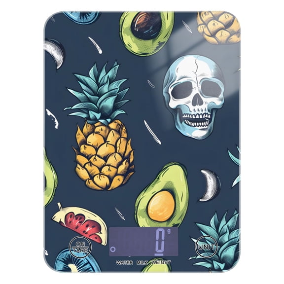 Fruit Skeleton Food Scale Digital Kitchen Scale Waterproof Tempered Glass Tare Function 11 lb for Baking Cooking Meal Prep