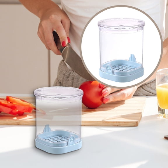 Fruit Slicer Cup Blue Push Type Strawberry Slicer with Stainless Steel Blades Reusable Fruit Cutter Chopper for Banana Grape Kiwi Egg Meal Prep Kitchen Gadget