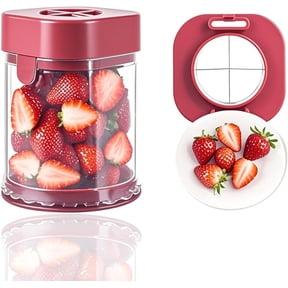 Fruit Slicer Cup,Strawberry,Banana,Grape Slicer,Detachable Fruit Cutter Slicer with Push Plate,Black