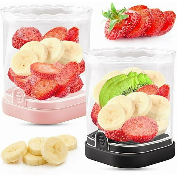 Fruit Slicer Cup | Strawberry Slicer | Banana Slicer | Grape Cutter | Egg Slicers | Detachable Fruit Cutter Slicer with Push Plate | Creative Strawberry Slicer Kitchen Gadget (Black)