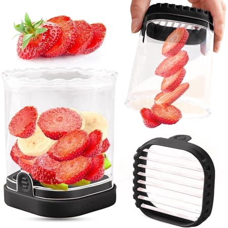 Strawberry Slicer,Fruit Slicer, Detachable Cutter with Push Plate,Multi-Functional Kitchen Gadget
