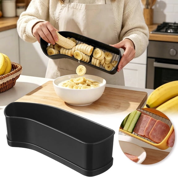 Fruit Slicer With Removable Base Durable Banana Cutter For Strawberry Grape Vegetable Kitchen Gadget(Black-26.5Cm)