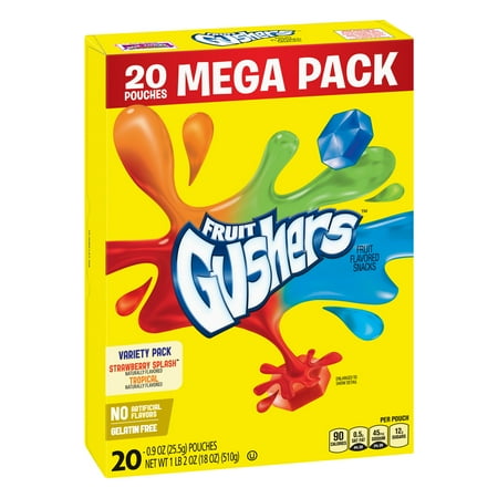 Fruit Snacks Gushers Mega Pack Variety Pack 20 Pouches 0.9 oz Each
