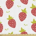 thumbnail image 1 of Ambesonne Fruit Fabric by the Yard Upholstery, Summer Coral Strawberries, 10 Yards, Yellow Green Coral and White, 1 of 5
