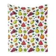 thumbnail image 1 of Fruit Soft Flannel Fleece Blanket, Hand Drawn Inspired Sketch Grapes Kiwi Watermelon Strawberry Illustration, Cozy Plush for Indoor and Outdoor Use, 50" x 60", White and Multicolor, by Ambesonne, 1 of 5