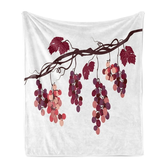 Fruit Soft Flannel Fleece Blanket, Vine Branch with Colorful Grapes Agriculture Themed Illustration Healthy Food Options, Cozy Plush for Indoor and Outdoor Use, 50" x 60", Multicolor, by Ambesonne