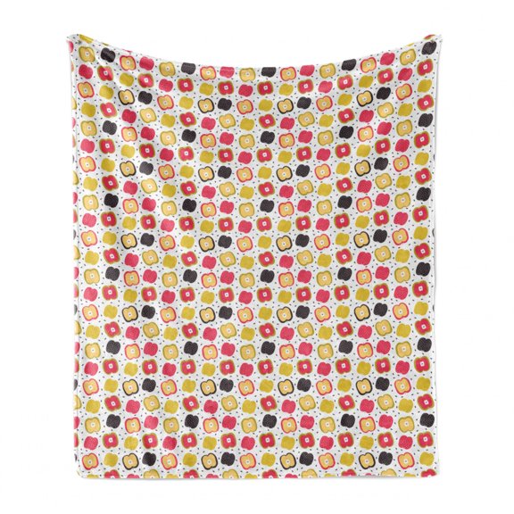 Fruit Soft Flannel Fleece Throw Blanket, Continuous Print of Colorful Sliced Apples, Cozy Plush for Indoor and Outdoor Use, 60" x 80", Multicolor, by Ambesonne
