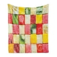 thumbnail image 1 of Fruit Soft Flannel Fleece Throw Blanket, Food Concept Photo with Square Sliced Banana Kiwi Strawberry Grapefruit Watermelon, Cozy Plush for Indoor and Outdoor Use, 60" x 80", Multicolor, by Ambesonne, 1 of 5