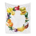 thumbnail image 1 of Fruit Soft Flannel Fleece Throw Blanket, Nature Food with Banana Lemon Avocado Orange Coconut Fresh Agriculture Art Print, Cozy Plush for Indoor and Outdoor Use, 50" x 70", Multicolor, by Ambesonne, 1 of 6