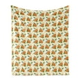 thumbnail image 1 of Fruit Soft Flannel Fleece Throw Blanket, Pattern with Hand-drawn Orange Fruits Organic Nutritious Food, Cozy Plush for Indoor and Outdoor Use, 50" x 60", Dark Orange Green, by Ambesonne, 1 of 6