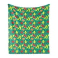thumbnail image 1 of Fruit Soft Flannel Fleece Throw Blanket, Summer Time Layout of Watermelon Bananas Peach Pears Strawberries and Lemons, Cozy Plush for Indoor and Outdoor Use, 70" x 90", Shamrock Green, by Ambesonne, 1 of 5