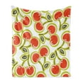 thumbnail image 1 of Fruit Soft Flannel Fleece Throw Blanket, Yummy Ornate Cherry and Leaves Pattern Fresh Food Fun Art Picture, Cozy Plush for Indoor and Outdoor Use, 60" x 80", Apple Green Red White, by Ambesonne, 1 of 6