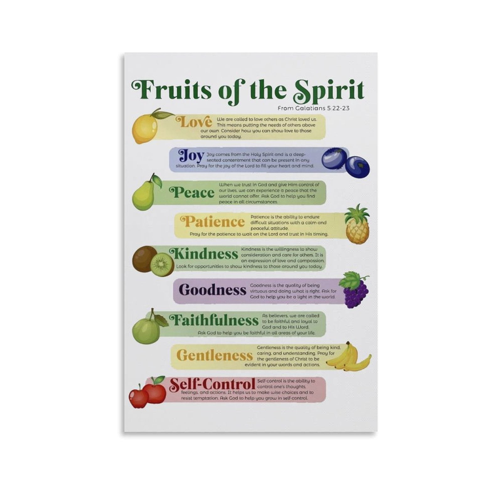 Fruit Of The Spirit Bible Verse Sign Galatians 5.22-23 Christian Gifts ...