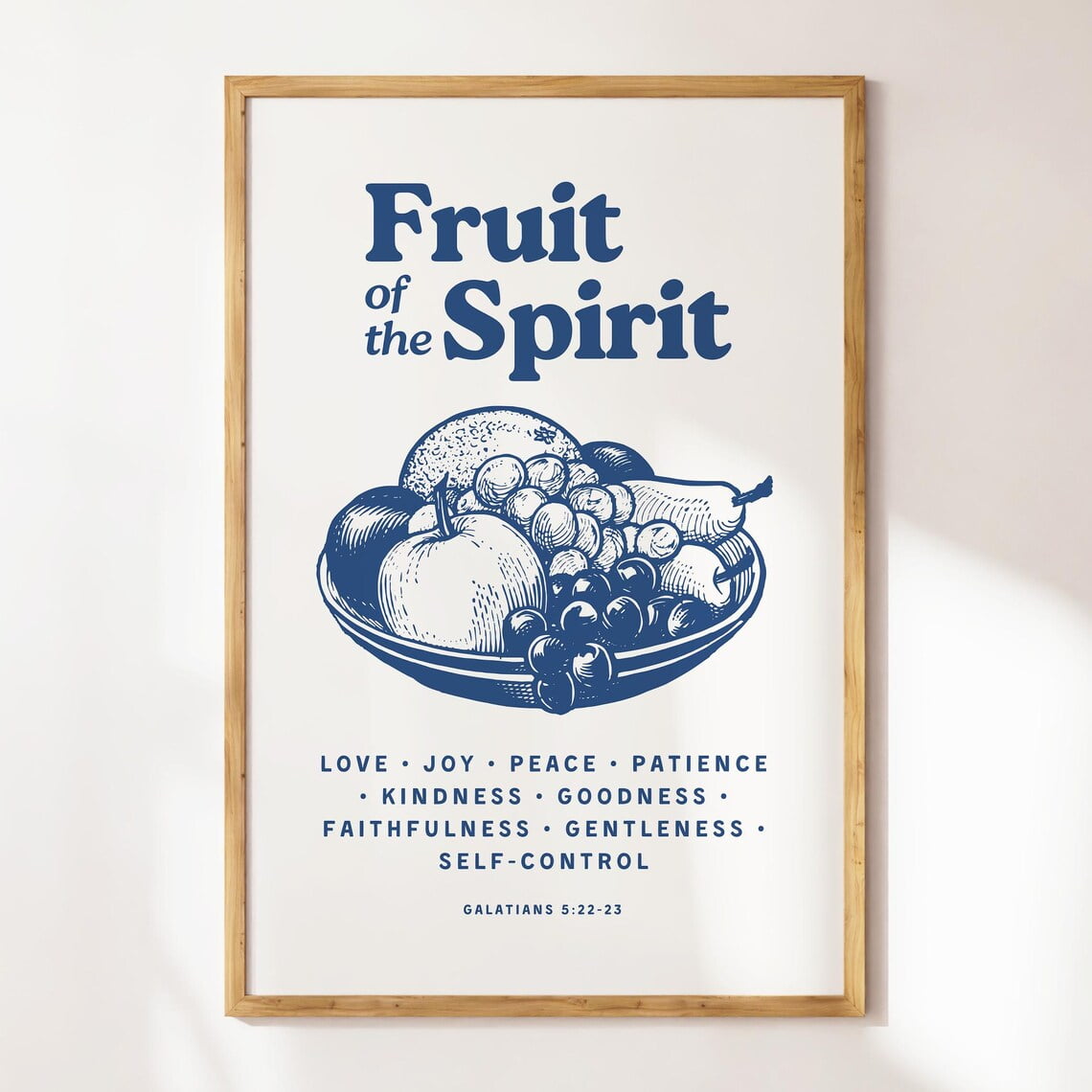 Fruit Of The Spirit Christian Wall Art Bible Verse Home Decor Blue Wall ...