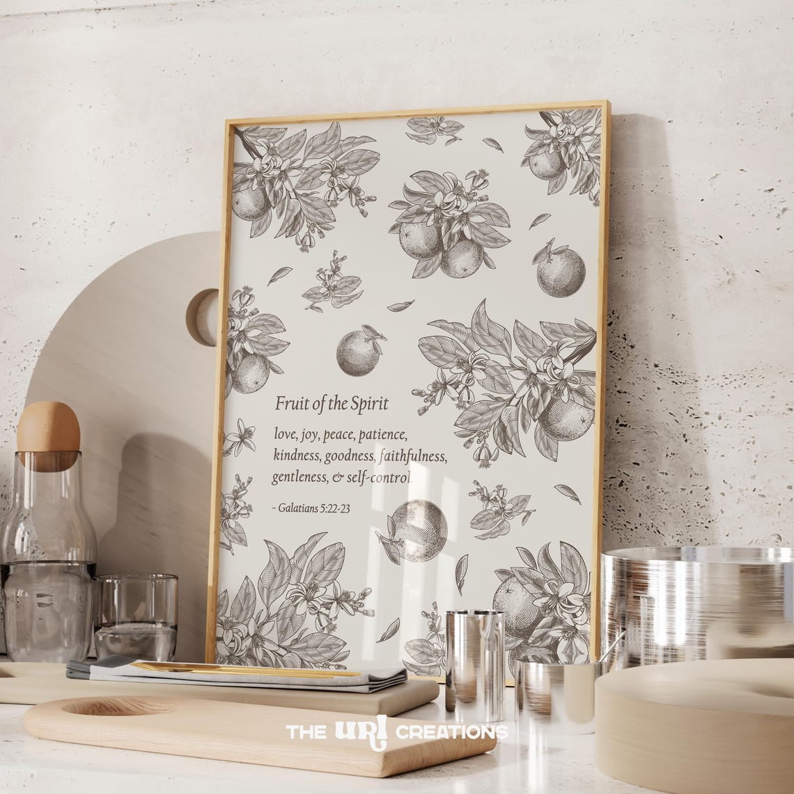 Fruit Of The Spirit Wall Art Botanical Christian Neutral Bible Verse ...