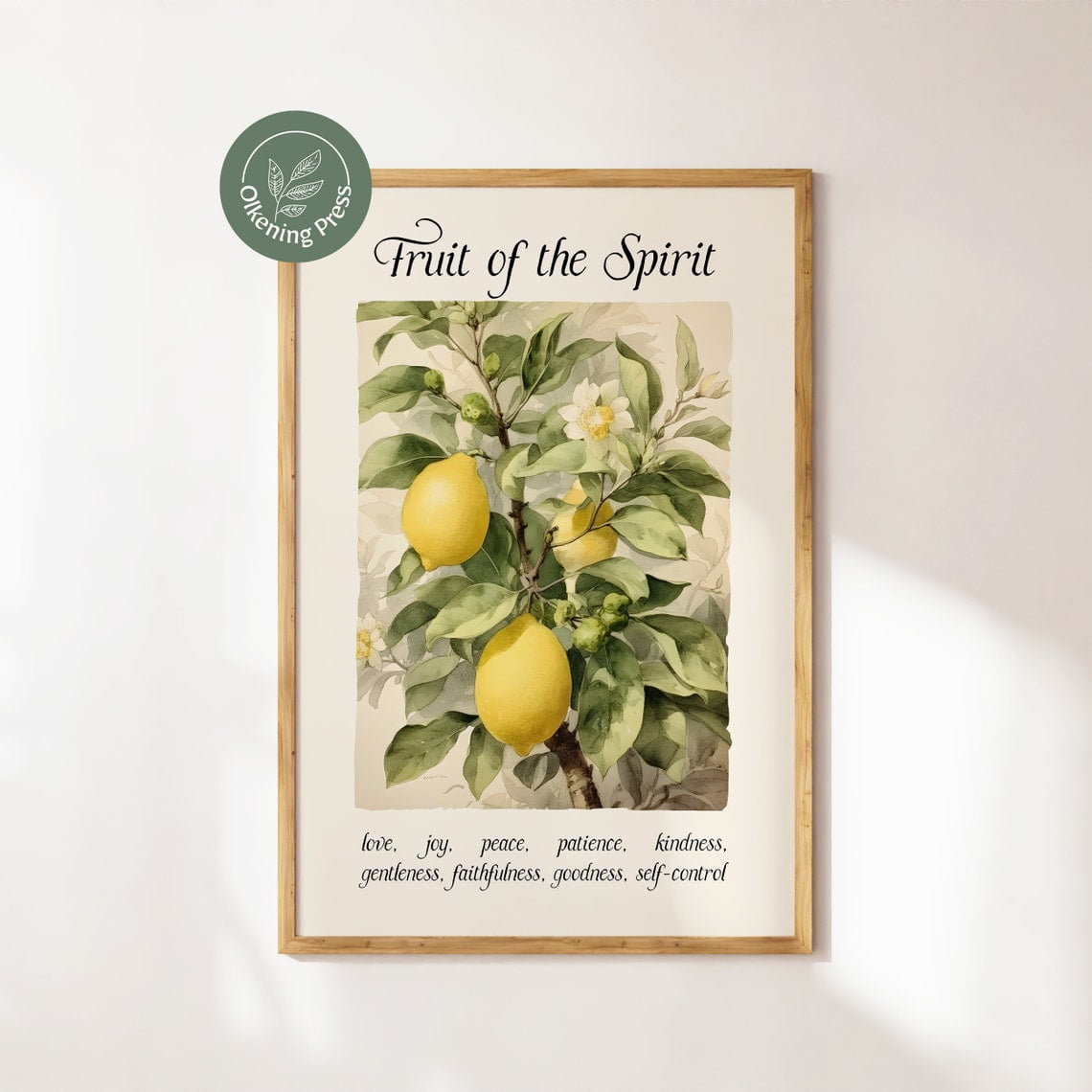 Fruit Of The Spirit Wall Art Vintage Lemon Trees Print, Bible Verse ...