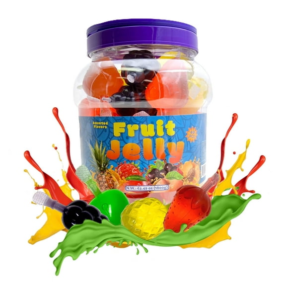 Fruit Squeezable Jellies - 40 Count Jar - Tik Tok Candy - Easter Eggs Fillers - Fun Jelly Treat in Assorted Fruit Flavors - Easter Candy - Mango, Strawberry, Apple, Pineapple & Grape