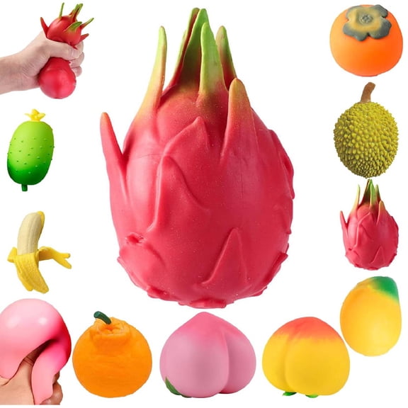 Fruit Squishy Toys Set, Soft Slow Rising Squeeze Stress Relief Fidget Toys(Dragon Fruit)