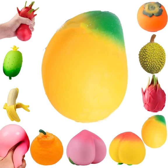 Fruit Squishy Toys Set, Soft Slow Rising Squeeze Stress Relief Fidget Toys(Mango)