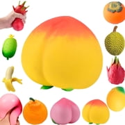 Fruit Squishy Toys Set, Soft Slow Rising Squeeze Stress Relief Fidget ToysPeach -YELLOW