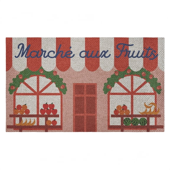 Fruit Stand Awning Storefront Outdoor Door Mat, design by Lil' Rue, 18"x30"