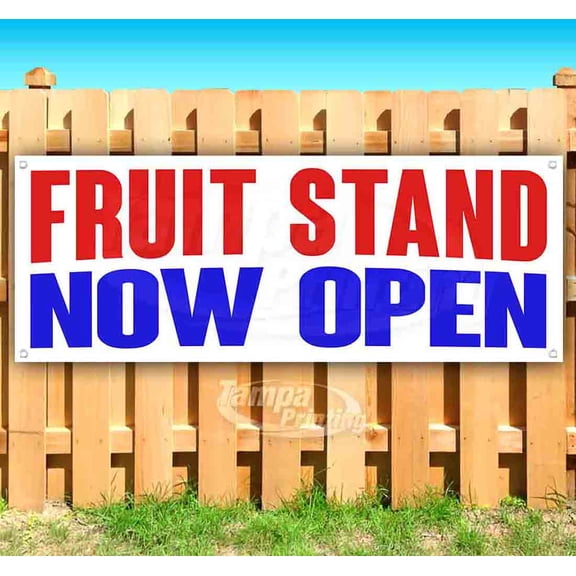 Fruit Stand Now Open 13 oz Vinyl Banner With Metal Grommets