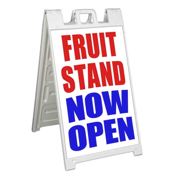 Fruit Stand Now Open (24" X 36") Standard A-Frame Signicade, Includes Decal Applied To Stand
