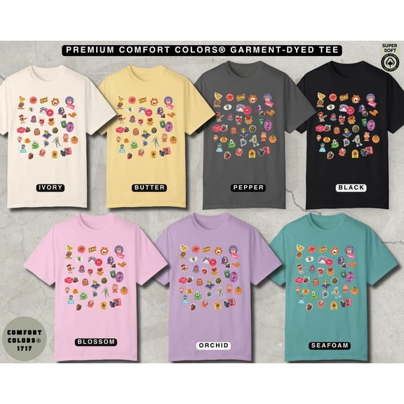 Fruit Sticker Shirt, Funny Food Graphic Tee, Y2K Aesthetic T-Shirt, Retro Summer Gift for