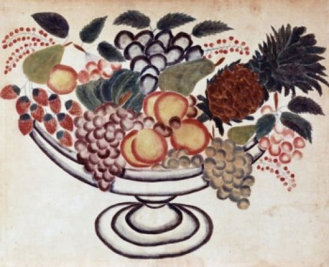 Fruit Still Life-19th C Pennsylvania Dutch Artist Unknown Oil On Canvas Canvas Art - (18 x 24)