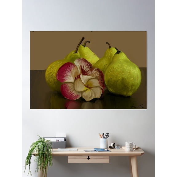 Fruit Still Life Pears Poster Wall Art, Modern Wall Decor For Living Room Bedroom, 24x36 UNFRAMED