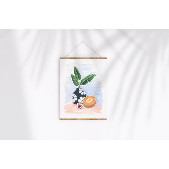 Fruit Still Life Print, Cantaloupe and Fig (8x10 to 24x30) Poster Art Print Home Decor, Unframed Poster Size 16x24 F03.1.20l544