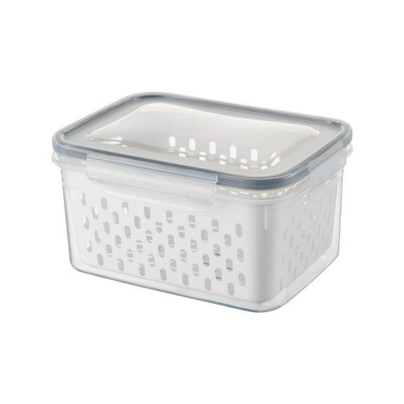 Fruit Storage Container Fridge Produce Stackable with Lock Lid & Detachable Scoop Refrigerator Organizer Bin for Fruit Veggie Meat Fresh-Keeping Storage B 1750ml