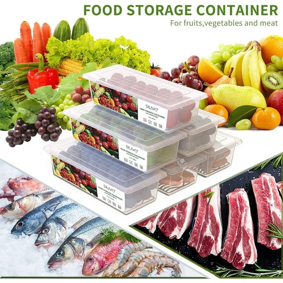 Fruit Storage Containers for Fridge (3 Pack) - 1.5L Produce Saver Containers for Refrigerator with Removable Drain Tray Keep Fresh for Produce, Bacon, Fruits and Vegetables