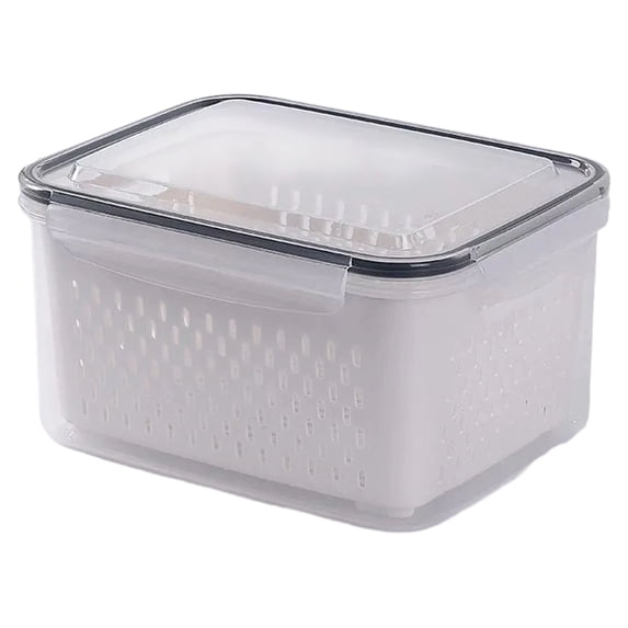 Fruit Storage Containers for Fridge, Leakproof Produce Containers for Fridge with Removable Colander, All-In-One Fruit Containers Stainers Berry,Fruit,Vegetable,Salad Keeper Local Stock(15*11*8cm)