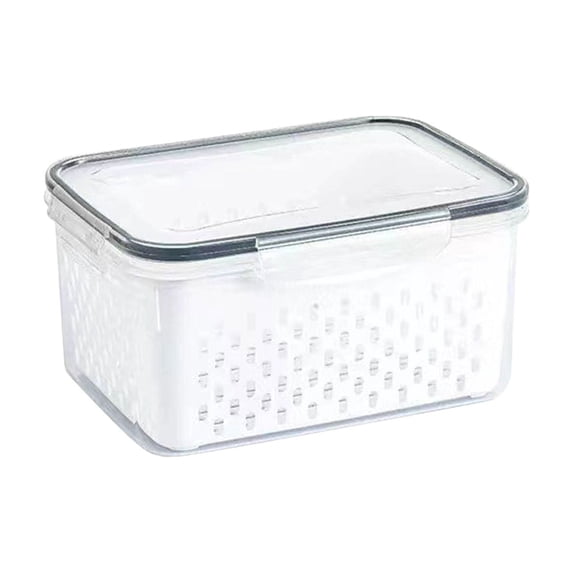Fruit Storage Containers for Fridge with Removable Colanders and Lids, 5 in 1 Leakproof Produce Saver Containers for Berry Salad Lettuce Meat Vegetables Keeper Fresh, BPA-free, 29oz, Grey